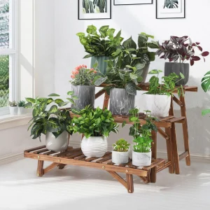 3 Tier Ladder Shelf Wood Plant Stand